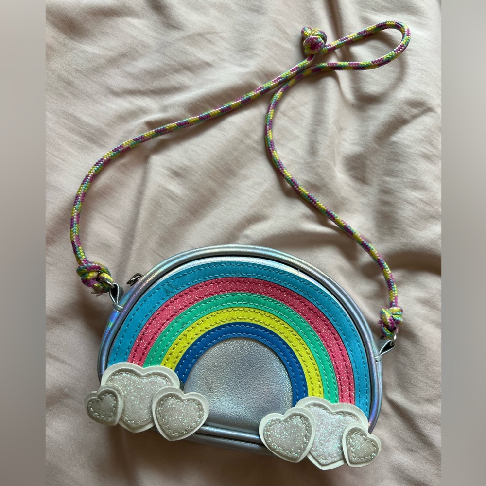 Cat & Jack rainbow metallic toddler girls crossbody purse handbag